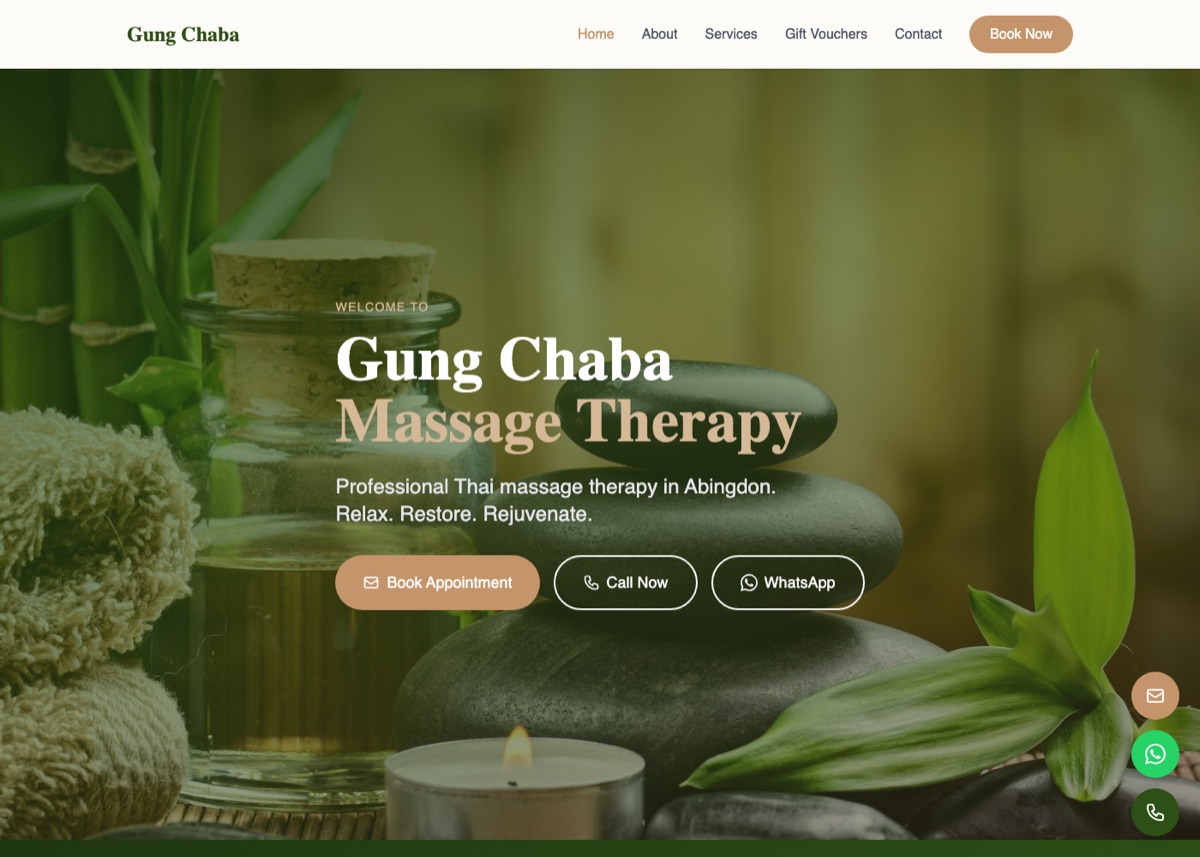 Gung Chaba Massage Therapy website