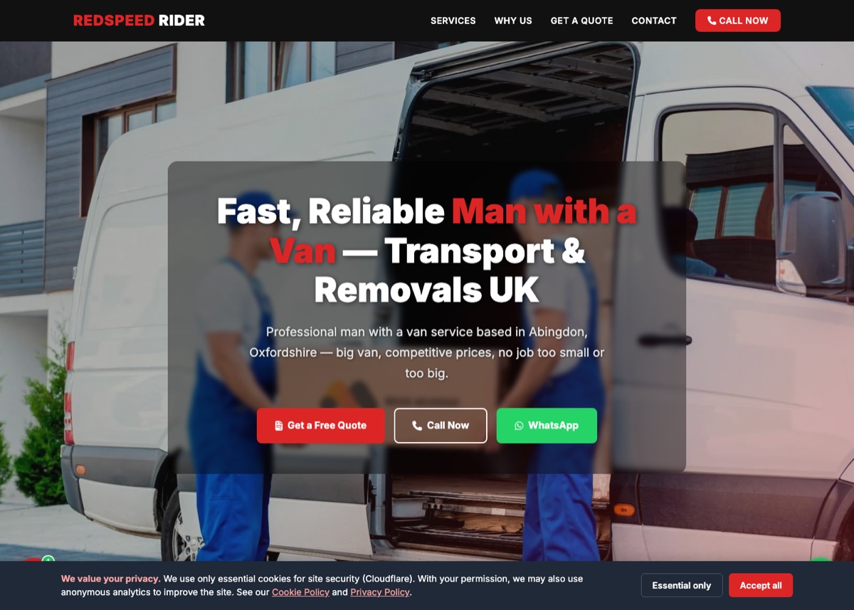 Red Speed Rider man-and-van website
